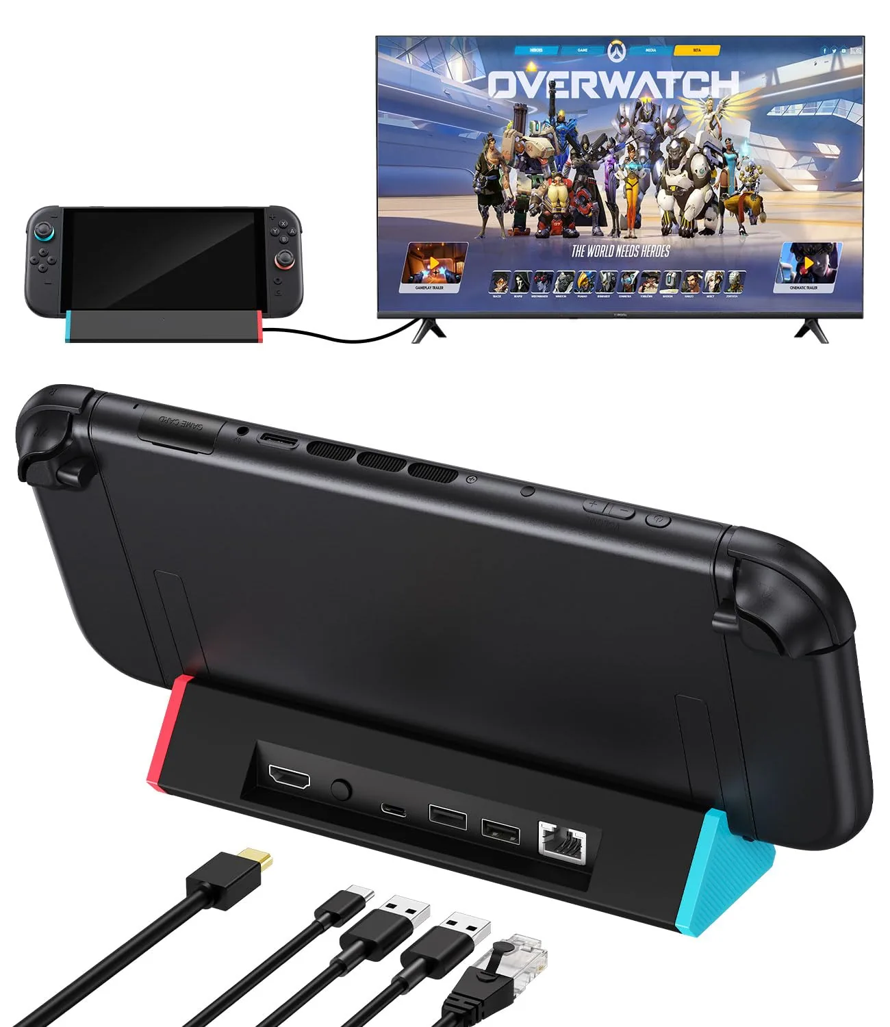 Switch 2 TV Dock with Gigabit Ethernet